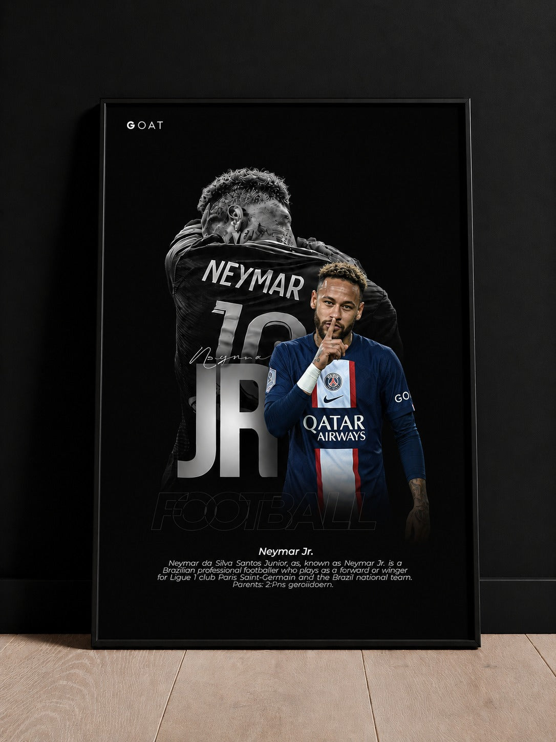 Neymar Jr. Football Poster with Frame