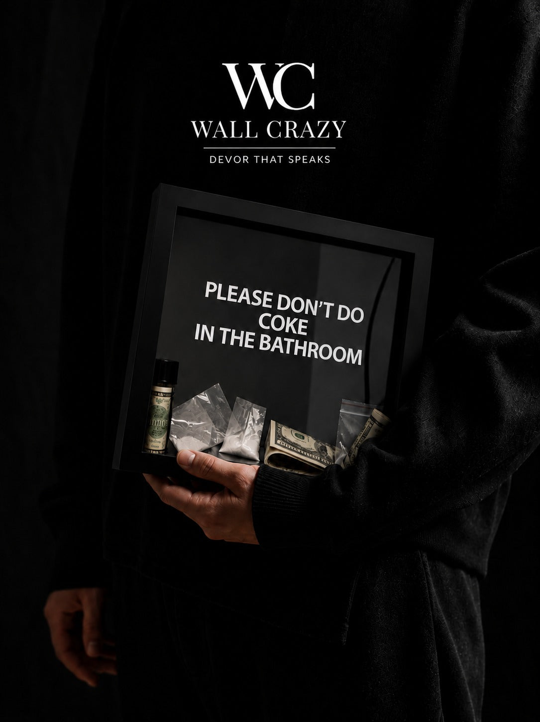"Please Don't Do Coke in the Bathroom" Shadow Box Wall Art