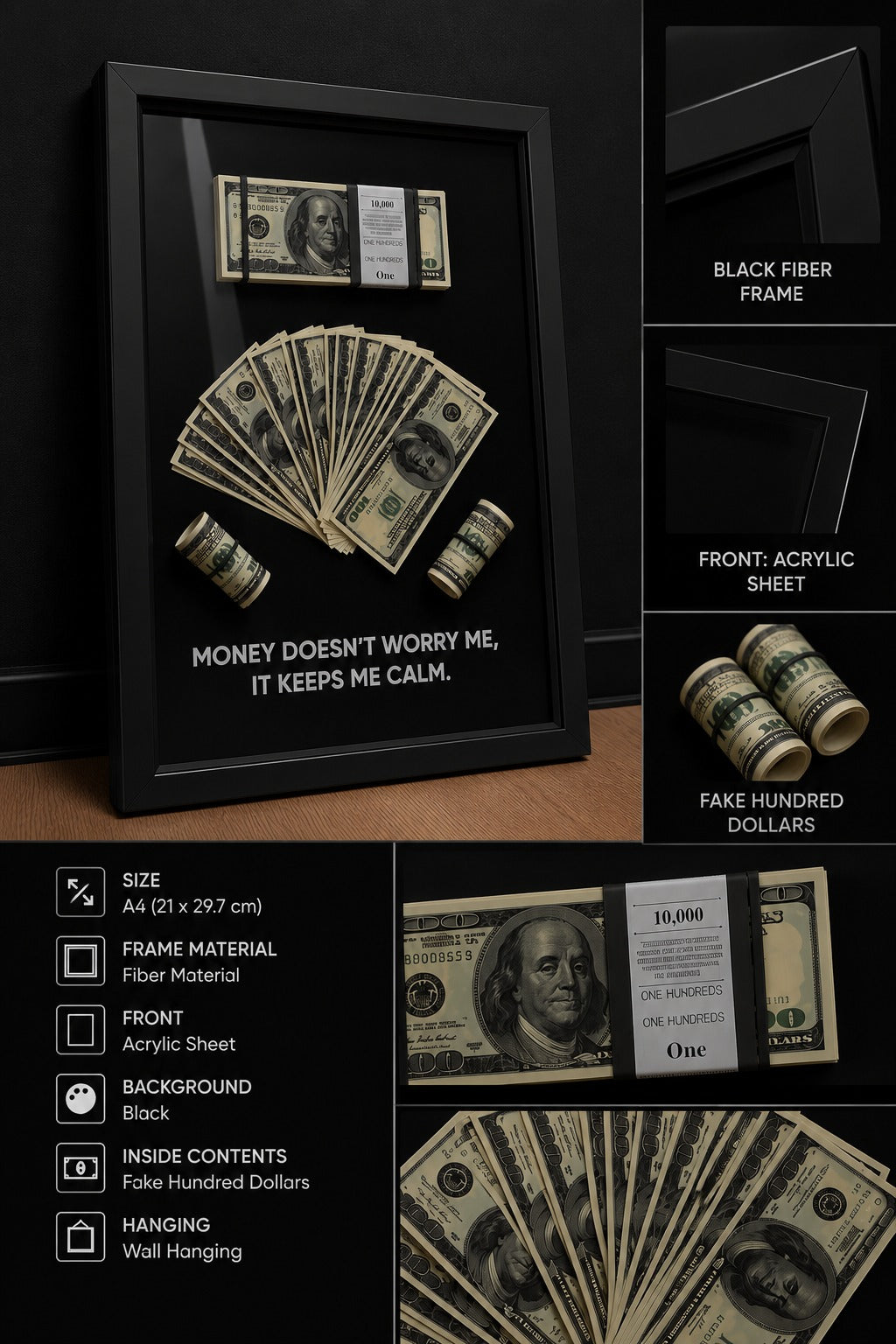 Money Doesn't Worry Me Framed Wall Art